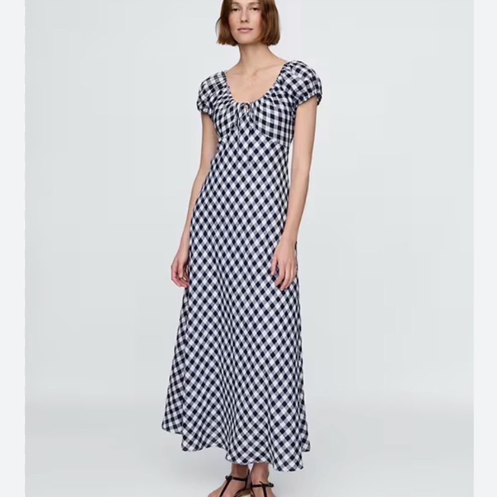 gap x doen 100% linen gingham dress